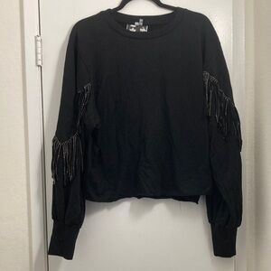 Young Fabulous & Broke Black Fringe Sweatshirt